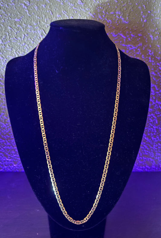 14k solid gold 3.5mm Mariner necklace 22” inch