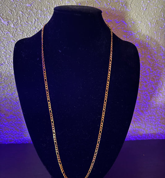 3mm cross-cut pave Figaro necklace 22" 14k solid yellow gold