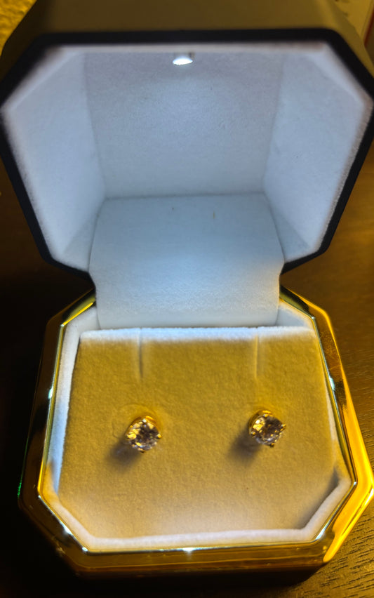 Natural Solid 14k yellow gold moissanite studs