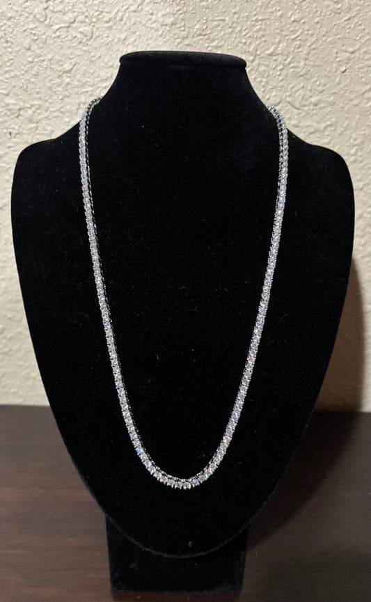 6 CTW Natural Diamond .925  SOLID Sterling silver Tennis Chain 20”